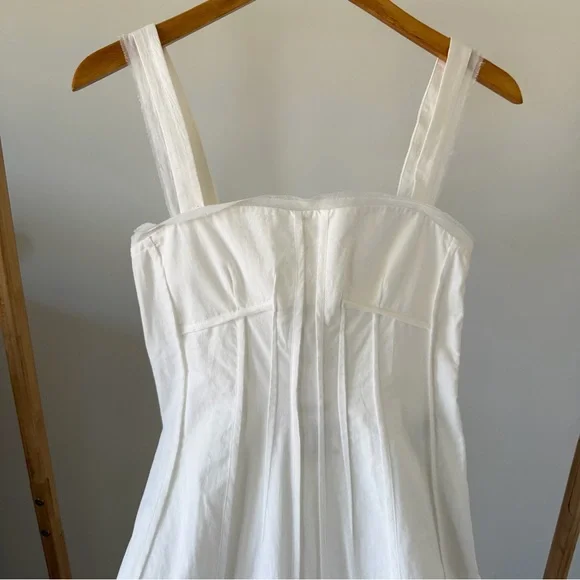 NWT Zara Poplin Corset Seamed Maxi Dress in White - S - Picture 5 of 8